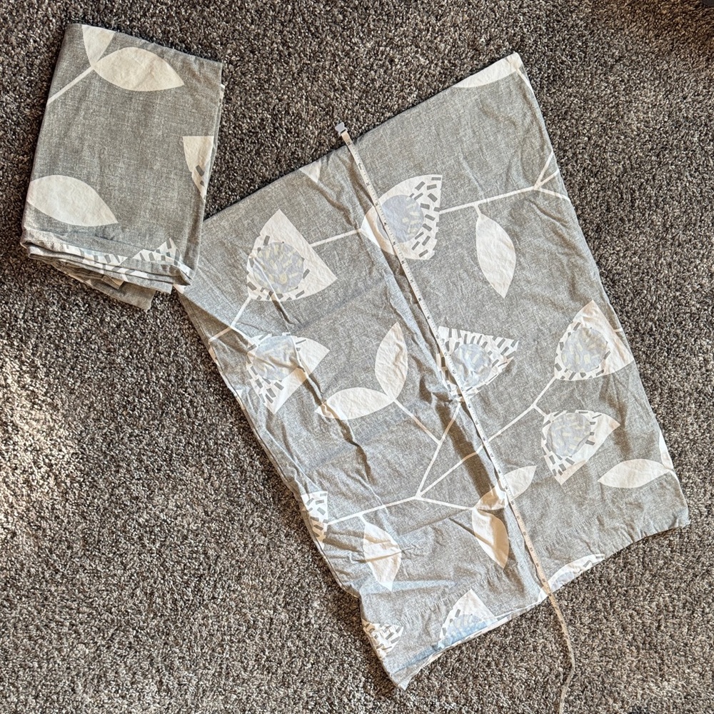 West Elm Gray and White Leaf Pattern Percale Pillow Covers